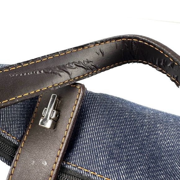 Lamarthe Paris Handbag Blue Denim Leather Shoulder Bag Purse Made In Italy - Picture 8 of 15